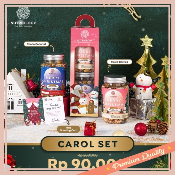 

Hampers Valentine Lebaran Idul fitri unik murah / Hampers Natal Tahun baru Granola Nutriology Carol parcel hadiah gift
