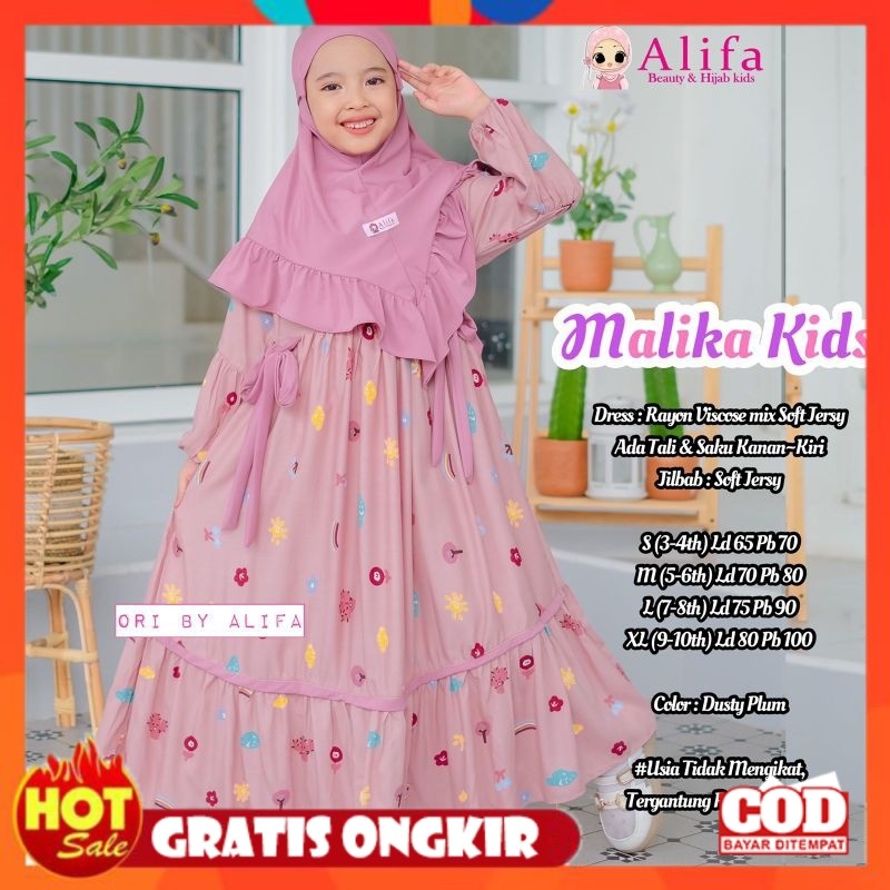 [PREMIUM ORIGINAL] MALIKA gamis anak set jilbab ori ALIFA