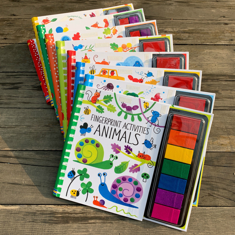 

Fingerprinting Books With Rubber Stamps Ink Pad Activities Doodling Book Animal Garden DIY Craft Toy