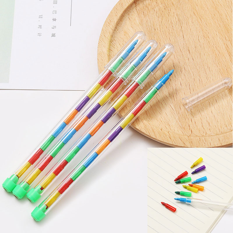 

Kids Gift 4Pcs 10 Colors Crayon Creative Building Blocks Crayon Cute Kawaii Graffiti Pens For Painting Korean Stationery Student