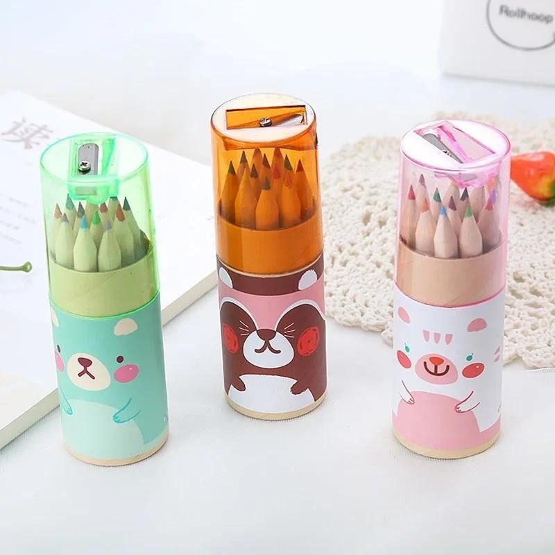 

Manga 12 Color Pencils with Sharpener Coloring Crayons for Kids Drawing Art Stationery Supplies Children's Colored Pencil Set