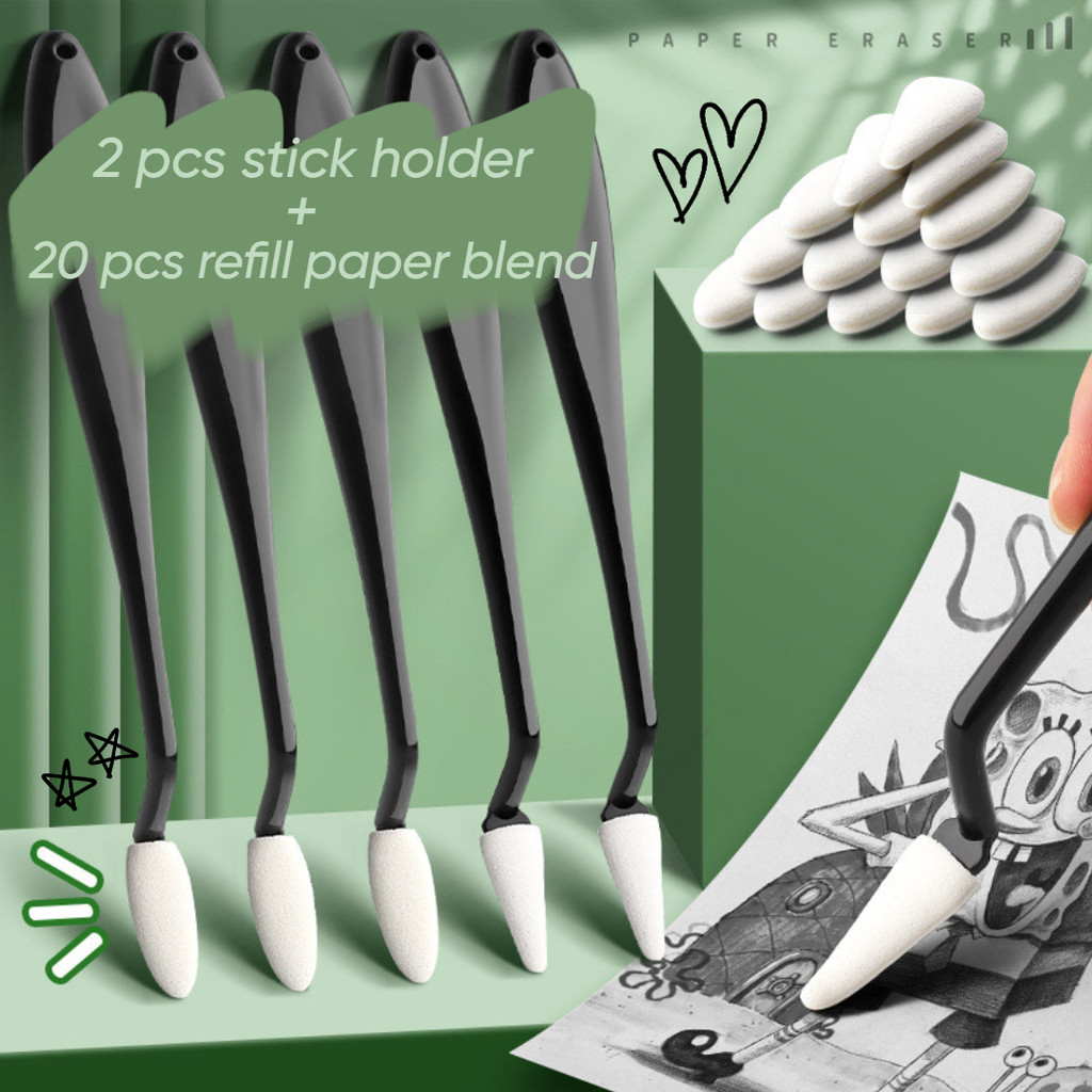 

SET SKETCH AND PAINTING BLENDING BRUSH ISI 2 PCS TOOLS BLEND + 20 REFILL UNTUK HASIL GAMBAR SMOOTH