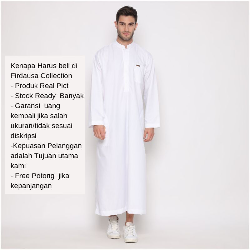 [HOT NEW] Jubah Putih Gamis Pria Laki - Laki Remaja Dewasa/Gamis Pria Polos Katun Toyobo Premium/Jub