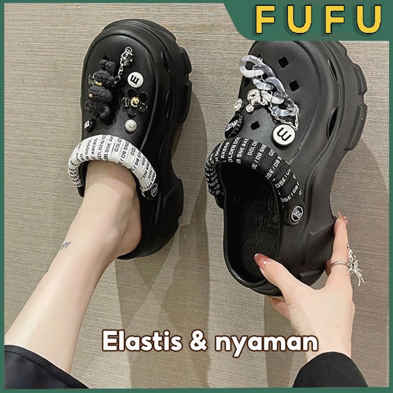 FUFU Sandal Baim Wanita / Sandal Kodok Wanita Korea / sandal fuji viral / EVA / Sandal Bakpao Dewasa