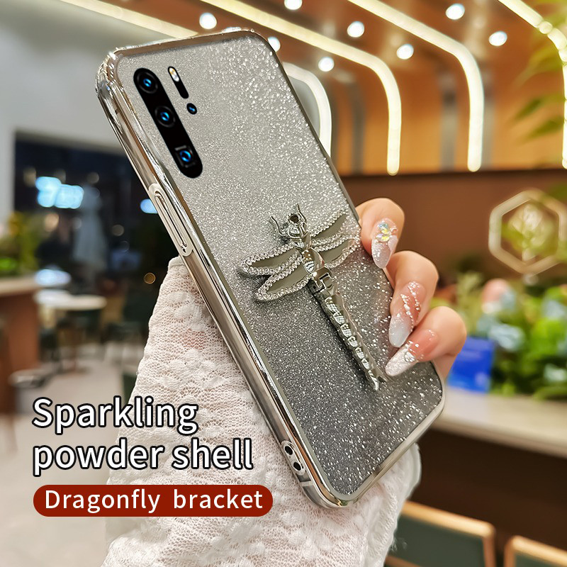 Untuk kasus telepon Huawei P30 / P30 Lite / P30 Pro Waterproof Rugged Gragonfly Glitter Diamond Bril