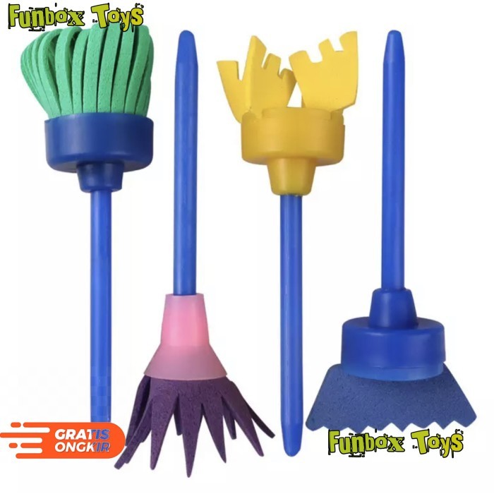 

(MOF) Set 4 Kuas Bahan EVA Sponge Paint Brush Mainan Edukasi Anak Melukis