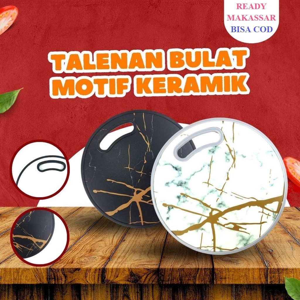 TALENAN BULAT BMW - Talenan Plastik Motif Marmer Cutting Board Kitchenware