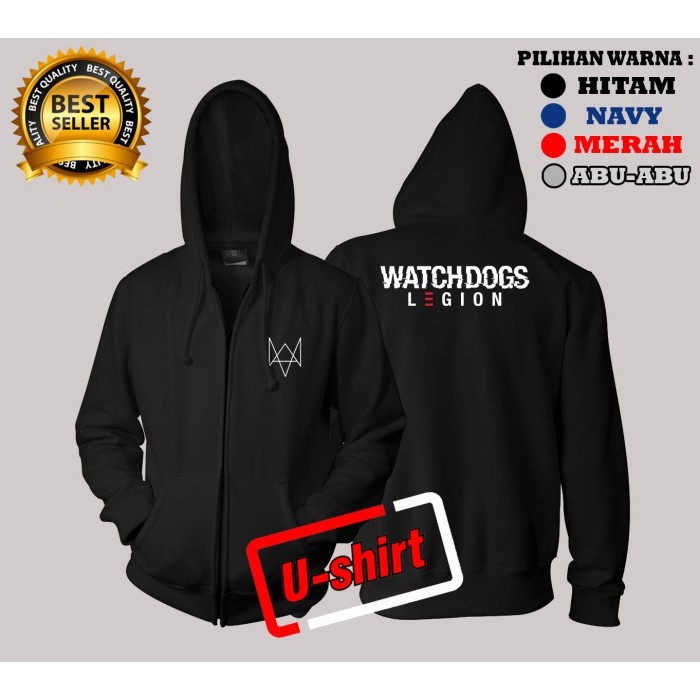 NEW JAKET SWEATER HOODIE ZIPPER  WATCH DOGS Pria Wanita USN