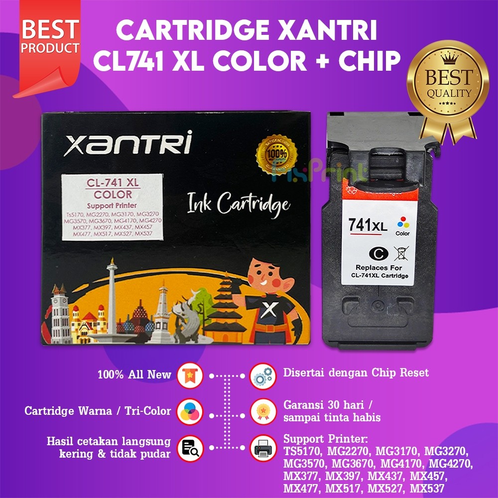 FixPrint Cartridge CL741 741 XL Color Chip Printer Can TS5170 MG2170 MX527 Color