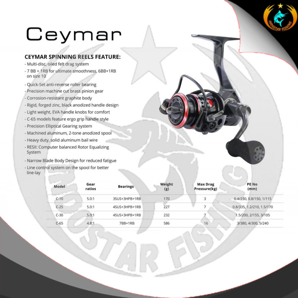 Reel Pancing OKUMA CEYMAR C-10 C-25 C-30 C500A C2000A C2500A C6000A