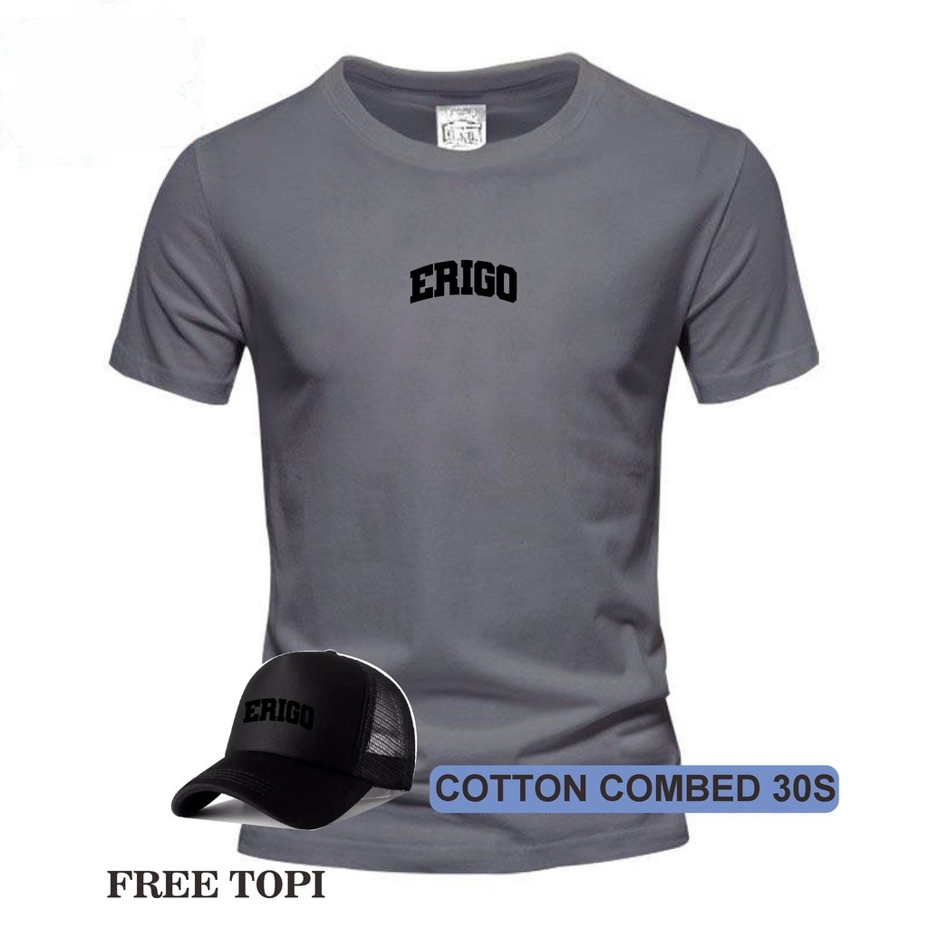 BONUS TOPI.. Baju Kaos T-Shirt Pria Wanita Distro kaos Distro cotton combed 100% erigo LK black