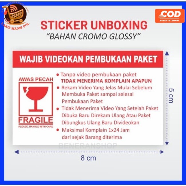 

LMP (100pcs) Stiker Video Unboxing, Stiker Thank You For Order - FRAGILE sticker awas pecah -Stiker ULASAN (stiker packing olshop)