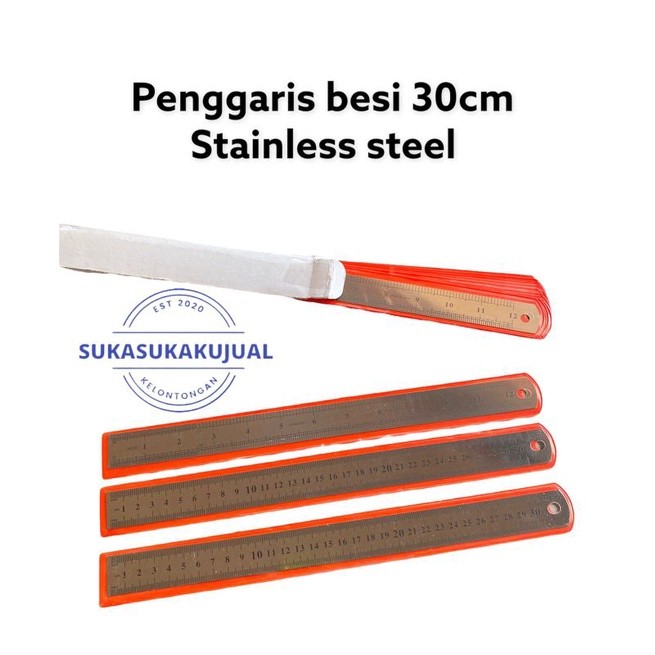 

bisa COD / ojek / instan pekanbaru / (12pcs)penggaris besi 30cm stainless steel