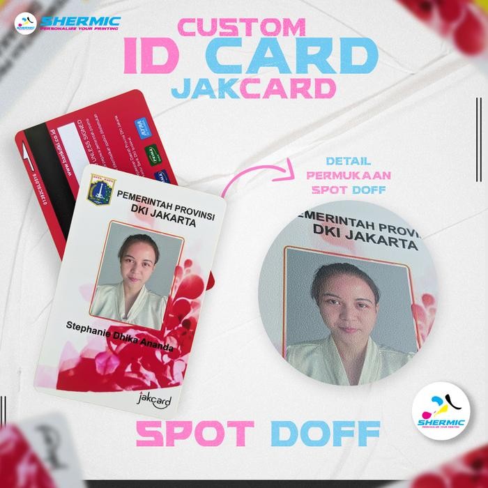 

ANDMA Cetak Custom Print UV Desain ID CARD JakCard PNS DKI Jakarta Name Tag - Spot Doff, PVC