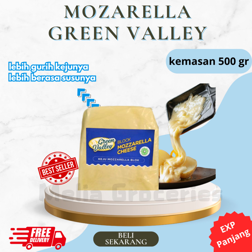 

Green Valley Mozarella 500 gram Cheese Premium Keju Mozzarella Lumer Termurah Terlaris