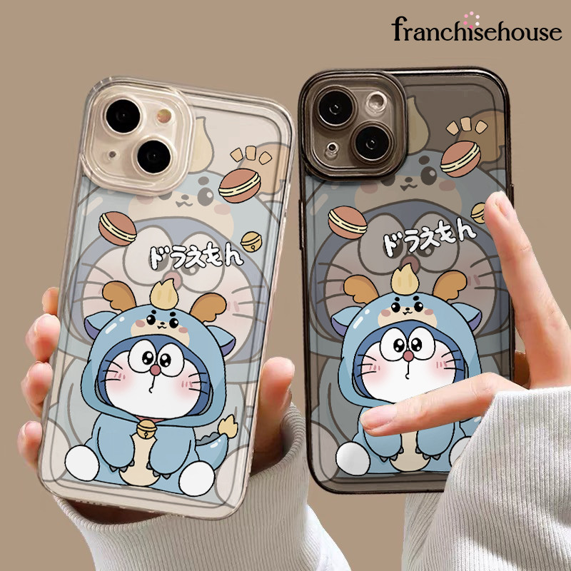 Casing IPhone Doraemon Lucu Transparan Soft Case Fashion Cocok untuk iPhone 11 12 13 14 15 16 Pro Ma