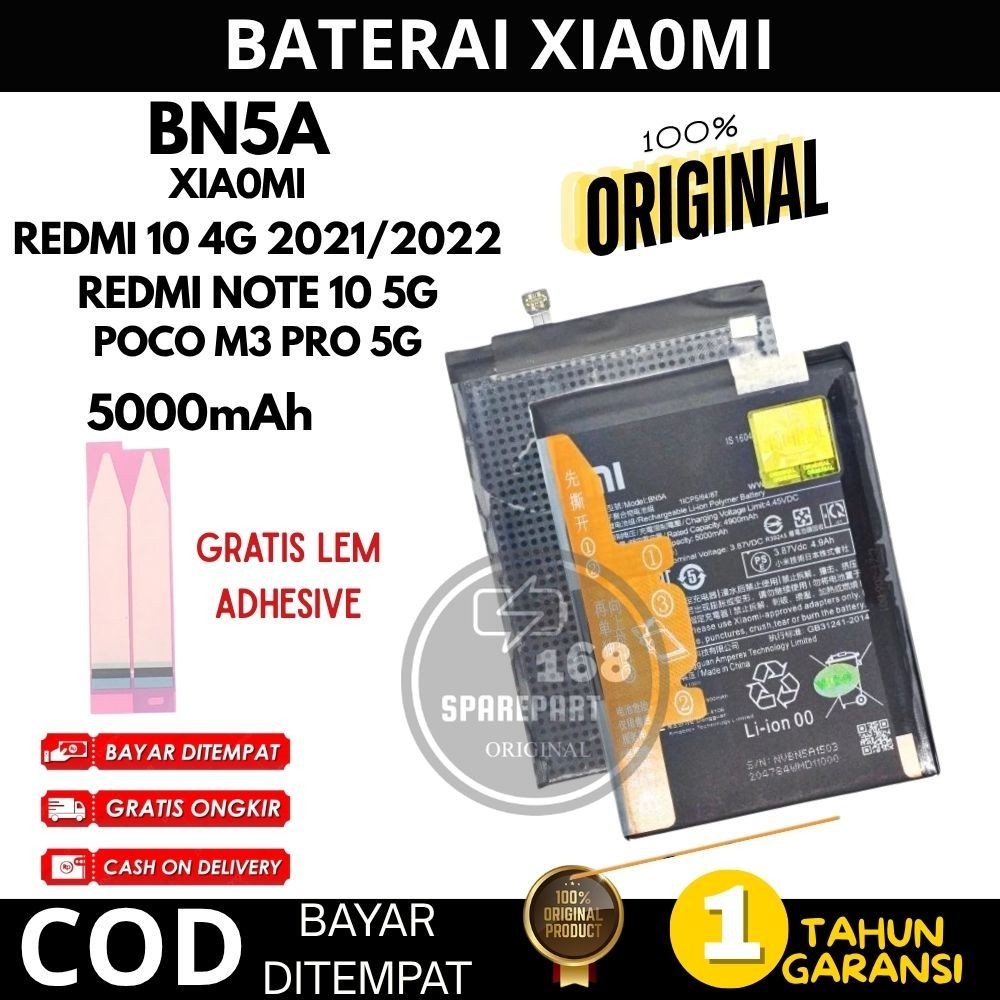 BATERAI XIAOMI REDMI 10 4G / REDMI NOTE 10 5G / POCO M3 PRO 5G BN5A 5000MAH ORIGINAL BERGARANSI