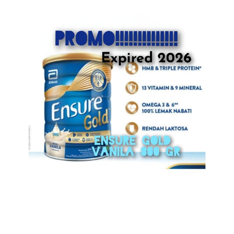 

Ensure Gold HMB Vanila 800 gr Susu Nutrisi Dewasa Rendah Laktosa