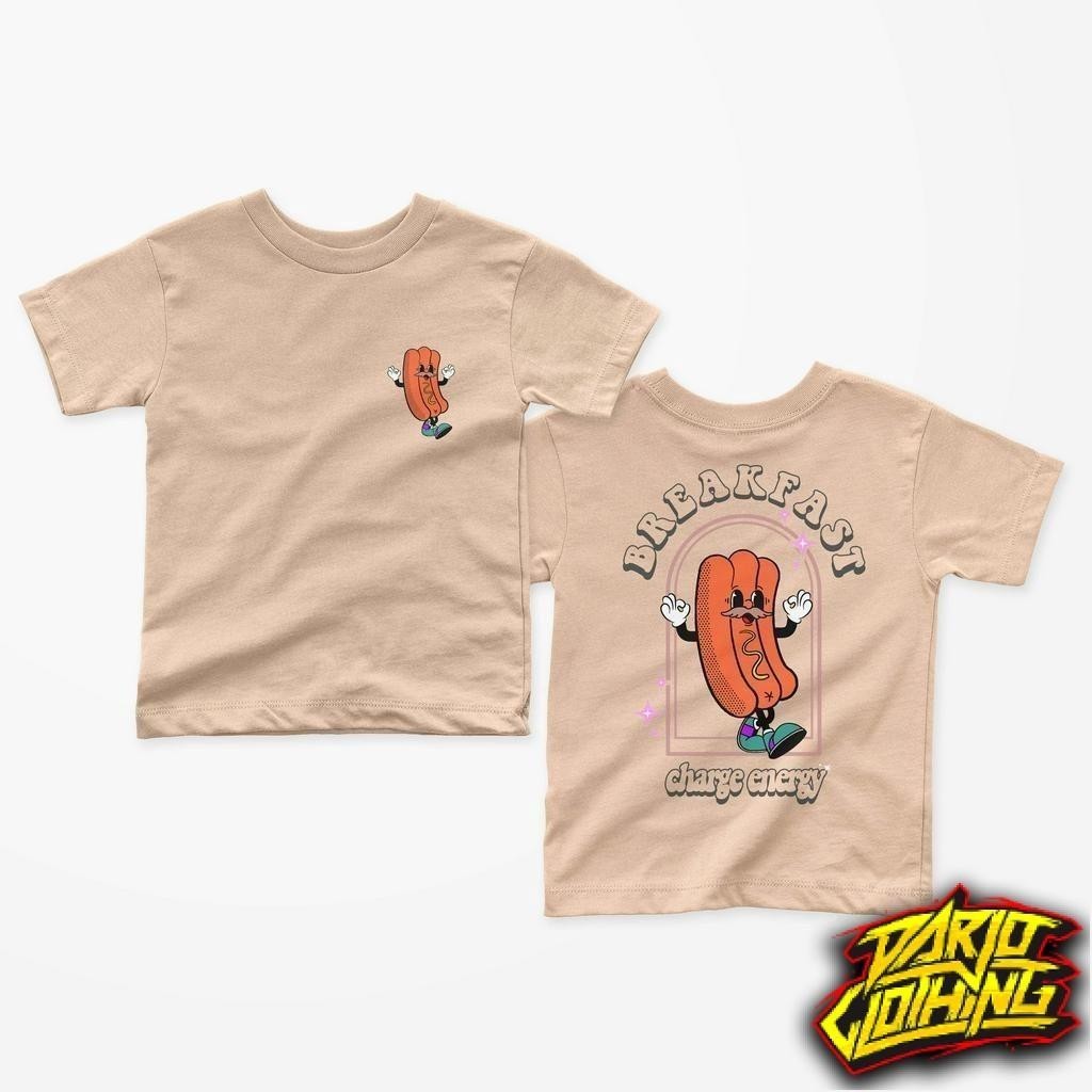 Kaos DarjoClothing Kids - Kaos Anak Motif Distro Breakfast Premium T Shirt 1 - 10 Tahun Coklat Susu