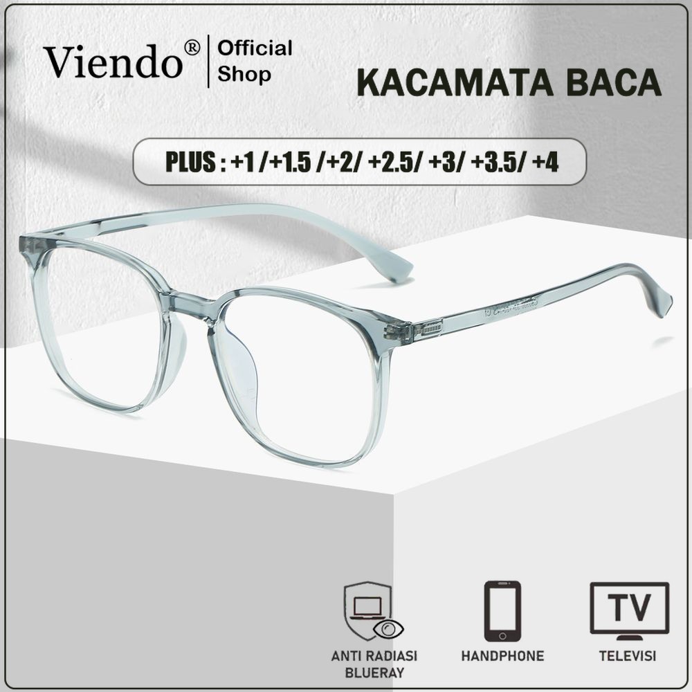 Viendo Kacamata Baca Plus Pria Wanita Besar Frame Anti Radiasi Blueray Kaca Mata Optik 90306