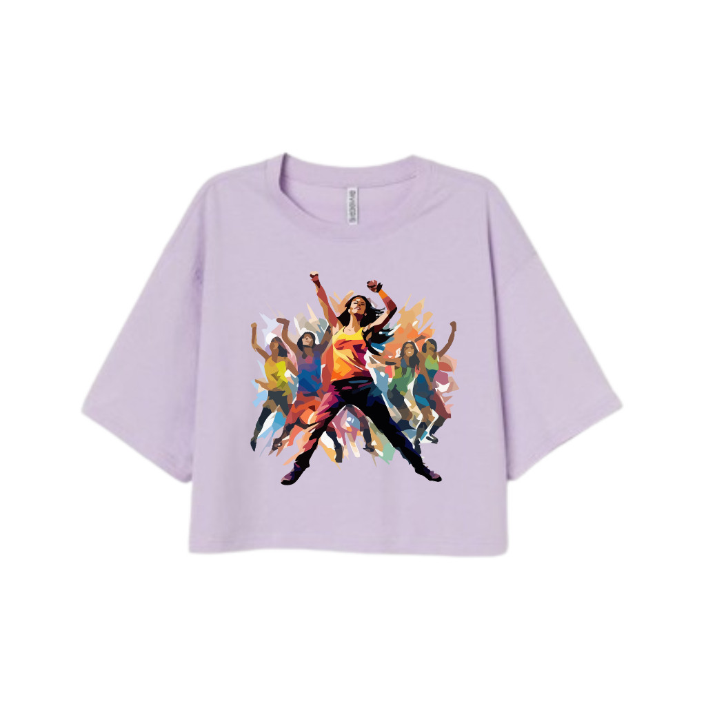 Kaos AEROBIC Senam Crop Top Wanita Bahan Katun Oversize Warna Lilac Baju Atasan Crop Original