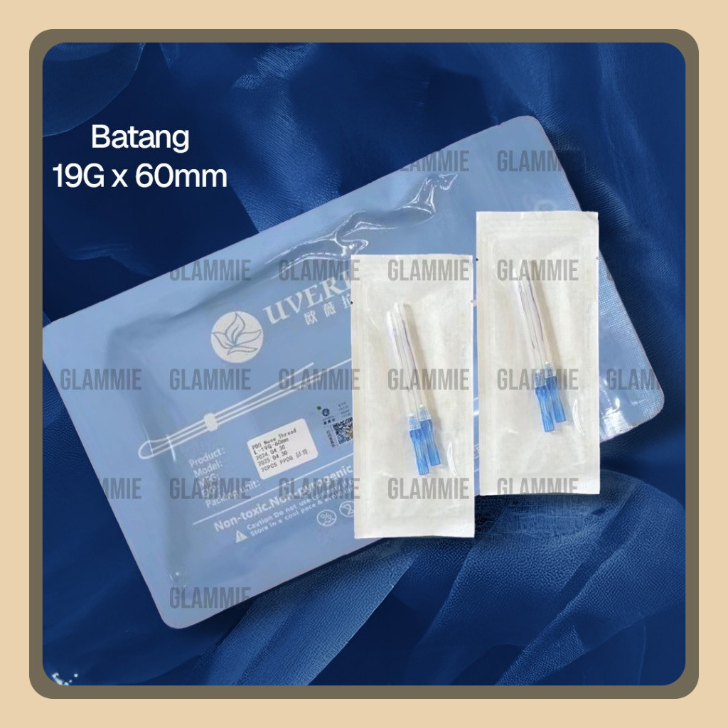 [Ecer isi 2 Benang] Uverla Benang Hidung Cuping PDO PCL 19G x 60MM 38MM