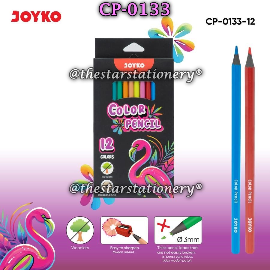 

(1 Set) GROSIR Pensil Warna JOYKO CP-0133-12 12W Panjang / Color Pencil Pensil Warna Joyko CP-0133