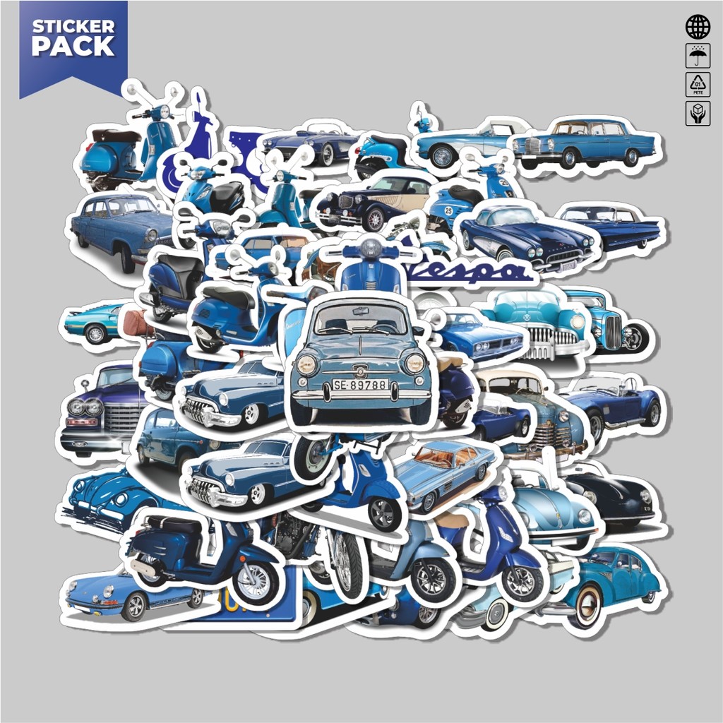 

[100PCS]Stiker Pack Stiker Mobil Motor Vespa Biru Aesthetic Vinyl Anti Air Dekorasi Sticker Laptop Buku Journal Koper Helm Casing HP Gitar Helm Skateboard