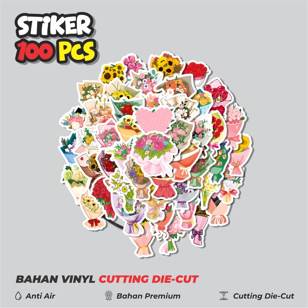 

Terbaru! 50 pcs Stiker Bucket Bunga Dekorasi Lucu Kreatif untuk Notebook, Skateboard, HP