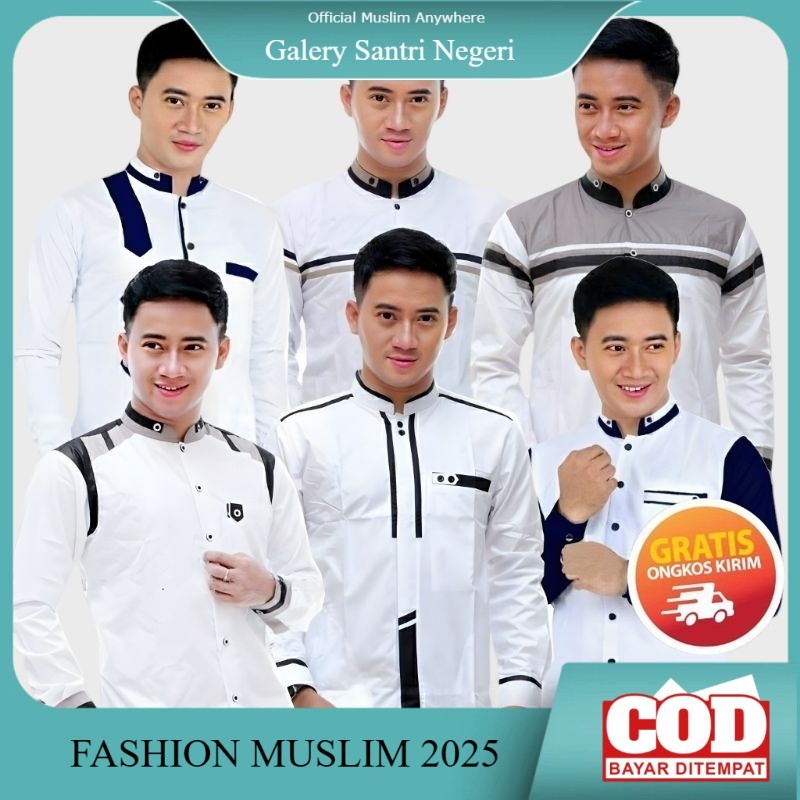 Kemeja BAJU KOKO PRIA KEREN MURAH MODERN PUTIH | SERAGAM HADROH | KOKO GUS AZMI TERBARU | KOKO MURAH