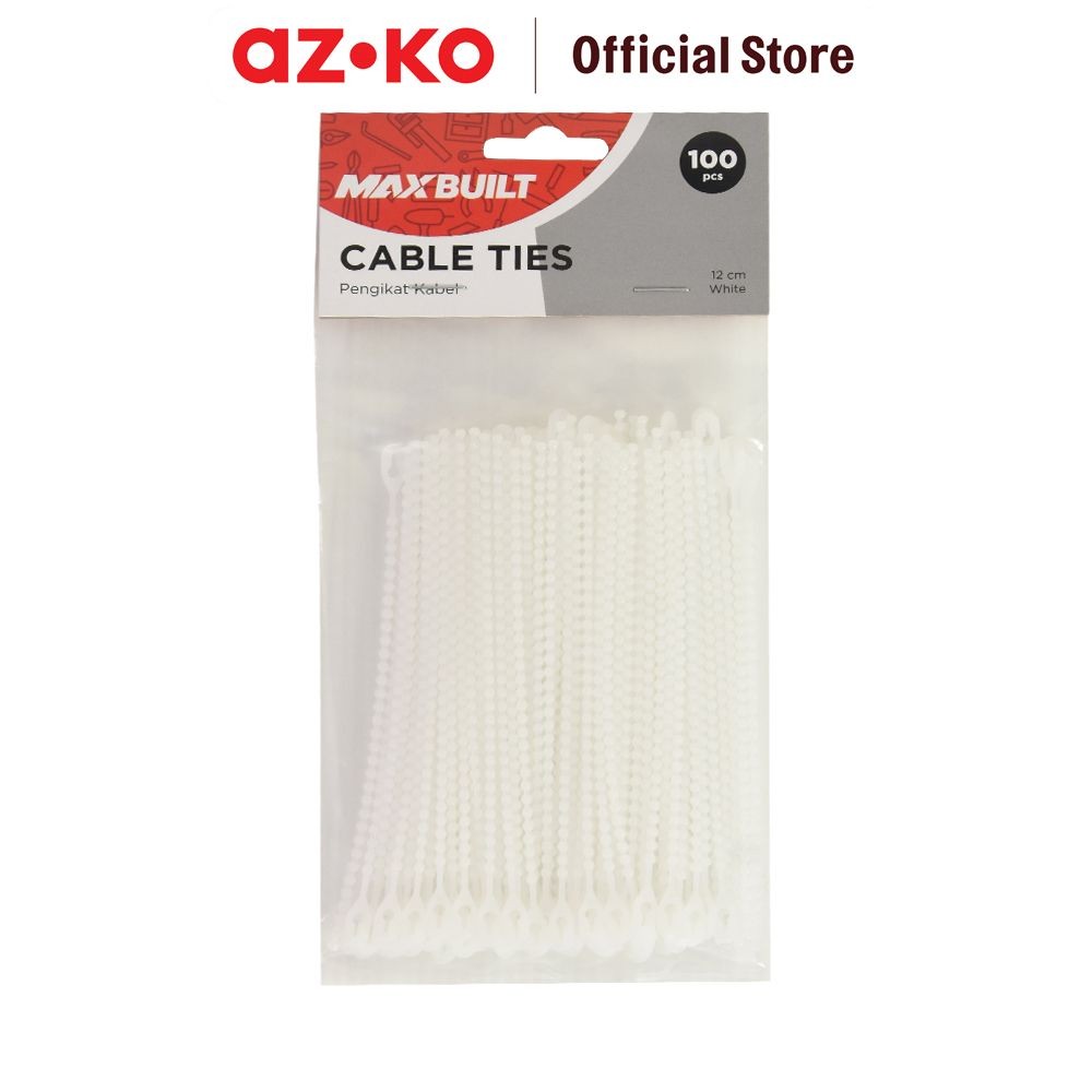 AZKO Maxbuilt Set 100 Pcs 12 cm Tali Pengikat Kabel Valuepack - Putih Cable Ties Zip Tie-Wrap Akseso