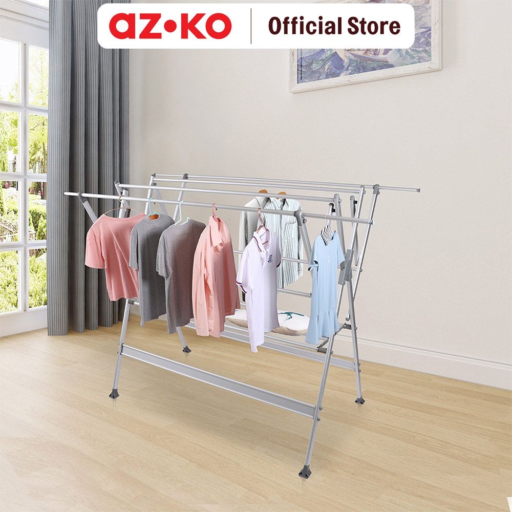 AZKO Stora 150x106.5x145 cm Jemuran Baju Lipat X-Shape Tempat Jemur Baju Luar Ruangan Drying Rack Ga