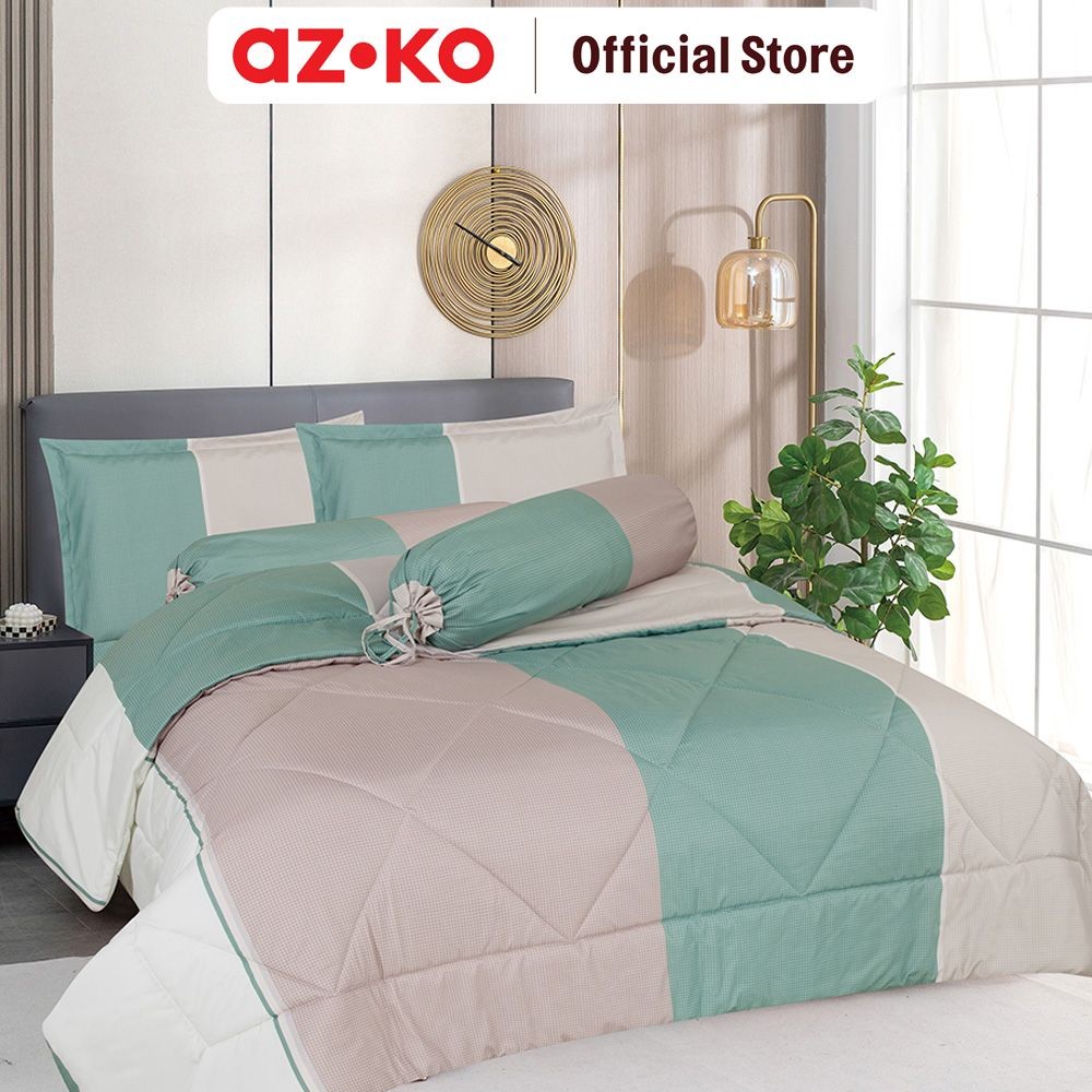 AZKO Sleeplite Set Seprai Microfiber Stripe Jade Sprei Seprai Aesthetic Seprei Sheet Set Bed Sheet A
