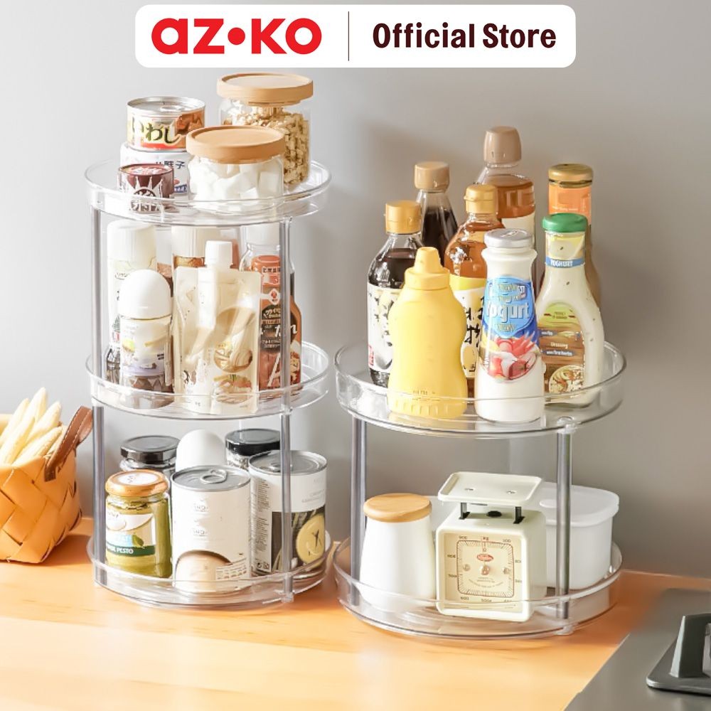 AZKO Stora Organizer Meja Putar Round Organizer Serbaguna Tempat Simpan Barang Multifungsi Rak Stora