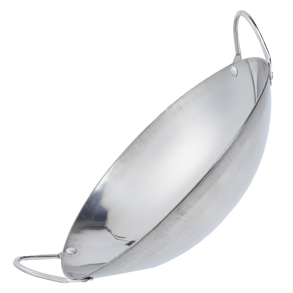 Stainless Steel Wok Stir-Fry Pan Pow Wok Induction Wok Flat Bottom Wok Japanese Wok Saute Pan Frying