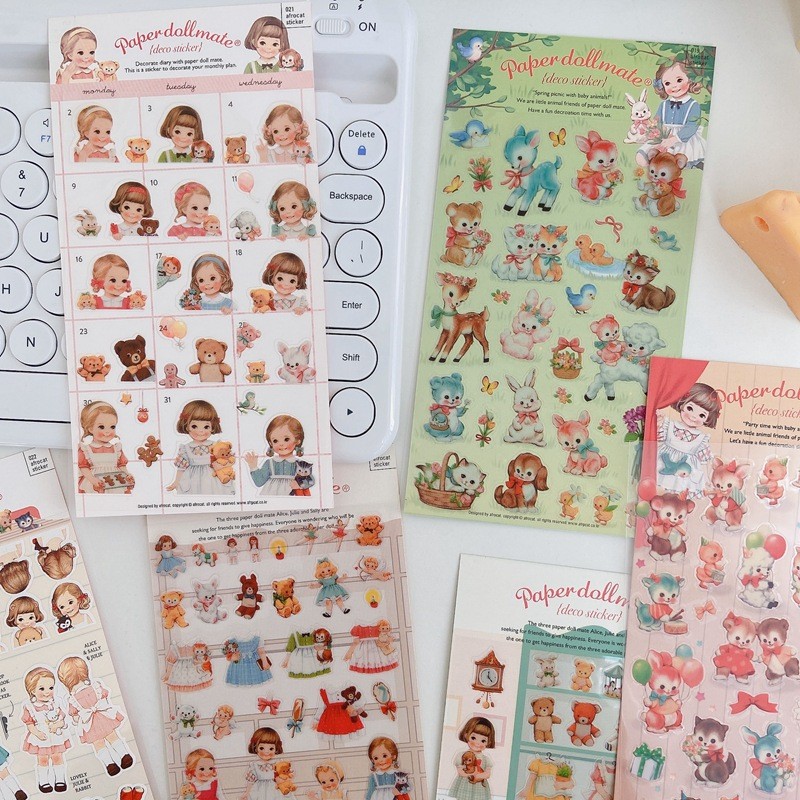 

Ins Kawaii Retro Girl Sticker Scrapbooking Decorative Sticker DIY Diary Album Stick Label Korean Stationery