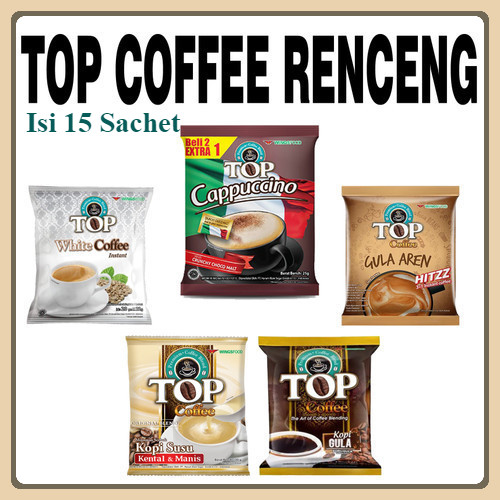 

Kopi Gula Aren Top Coffee Cappucino Susu 22g 1 Renceng isi 15 sachet TERBARU!! Monazala