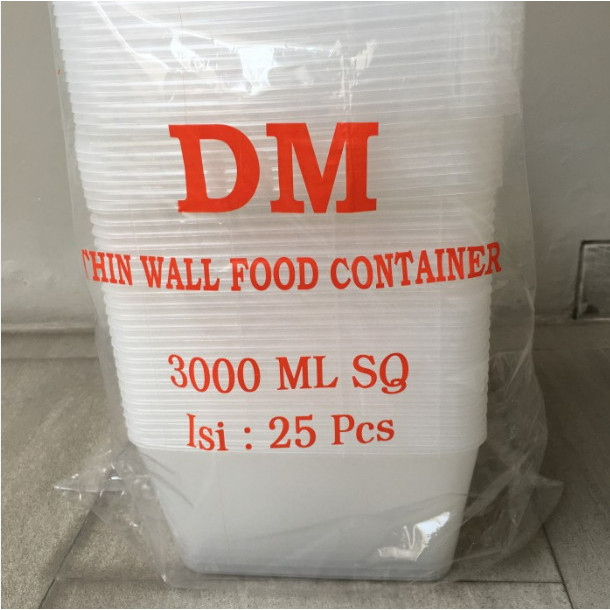 THINWALL DM 3000 ML SQ(25 pcs) - 3000ML SQ - ISI 25 Set - Thinwal Persegi 3000 SQ - Thinwal Kotak 30