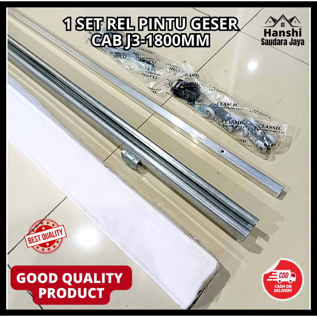 GT65R Rel Pintu Geser / Sliding Rail Galvanis J3 Panjang 1.8 meter Komplit Set