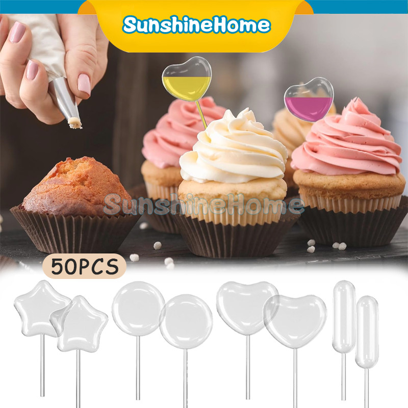 50 pcs Pipet tetes kue 4ml pipet plastik infuser untuk puding cupcake dessert pipet cupcake pipet vl