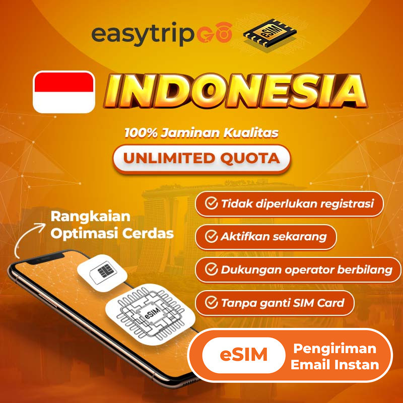 Easytripgo eSIM Roaming Telkomsel Indonesia Unlimited Kuota Data Internet | eSIM Indonesian Kuota Be