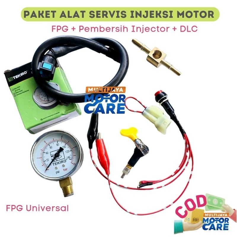 NKF58 Paket Fuel Pump Tester UNIVERSAL + Alat Pembersih Injector Alat Pengukur Tekanan Pompa Bensin 