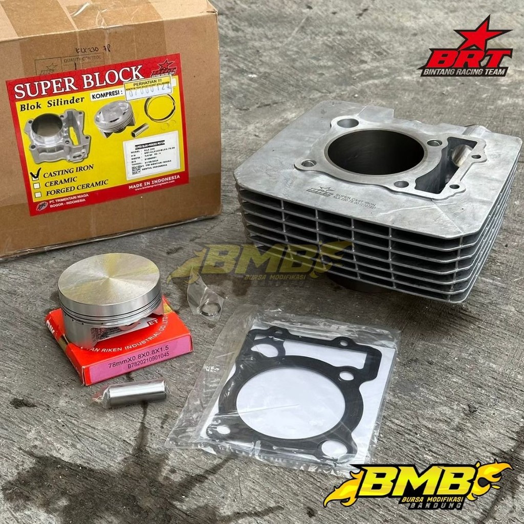 Paket Blok Bore up BRT Klx 230 78mm Casting Forged