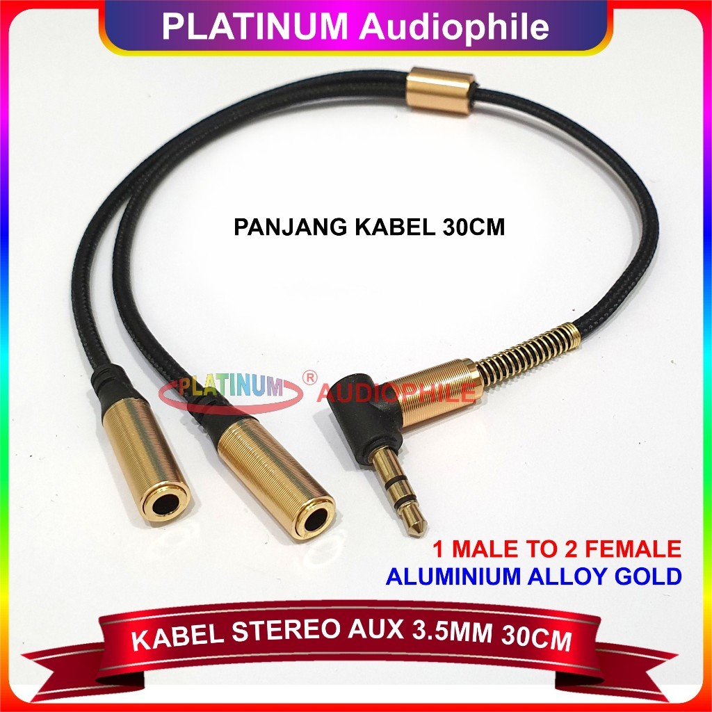 TERLARIS Kabel Audio AUX 3.5mm Kabel Jack socket socket Earphone Headphone input 1 Male to 2 Female 