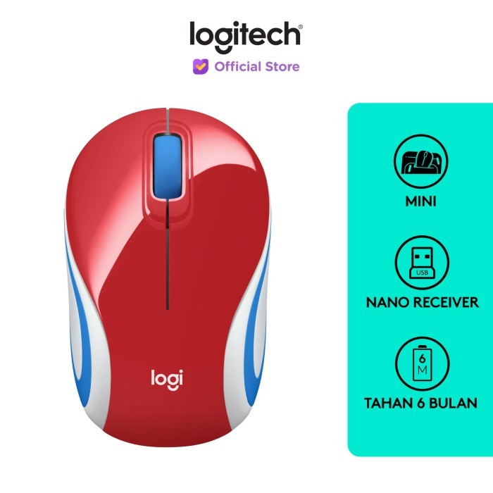Mouse Wireless M187 Logitech M187 Mouse Wireless   - Red