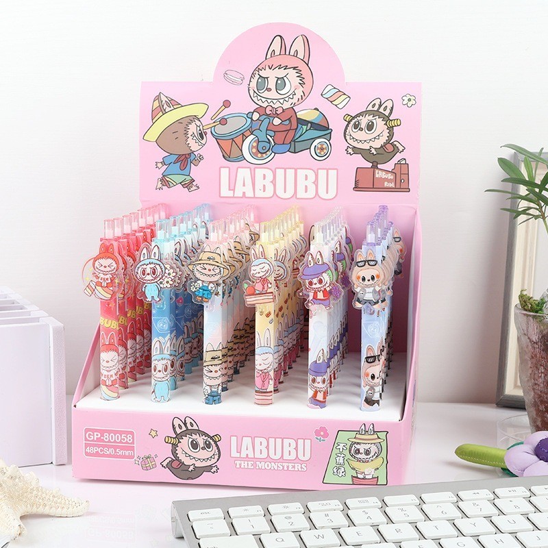 

1 Buah Pcs Pulpen Labubu Gel Cetek Fancy / Pulpen Cetek Karakter S4nr1o Labubu Popmart Random