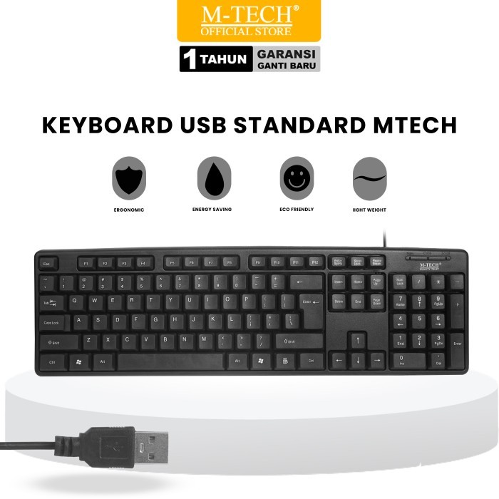 M-Tech Original Keyboard USB Standar for PC Laptop Android - Hitam