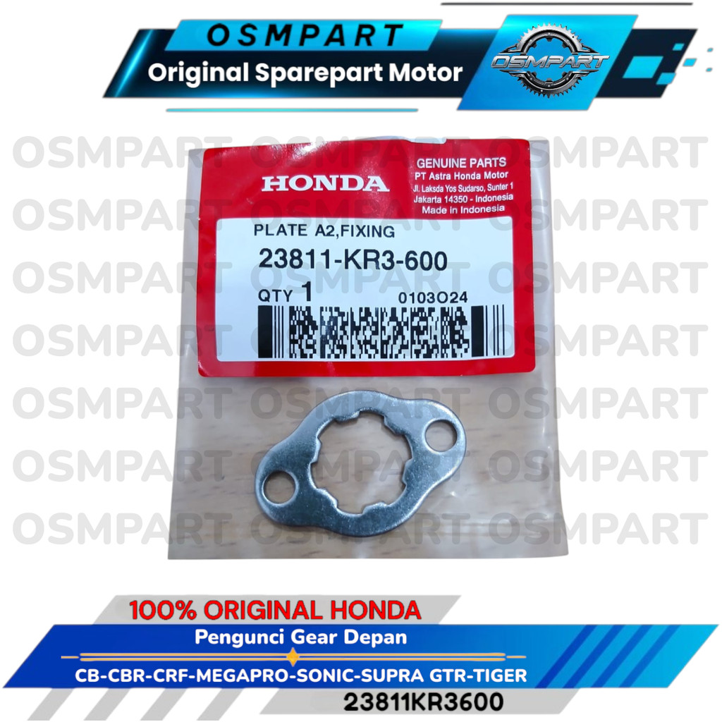 PLAT PENGUNCI GEAR DEPAN CB CBR SONIC CRF MEGAPRO TIGER SUPRA GTR 150 L R HONDA 23811KR3600 ORIGINAL