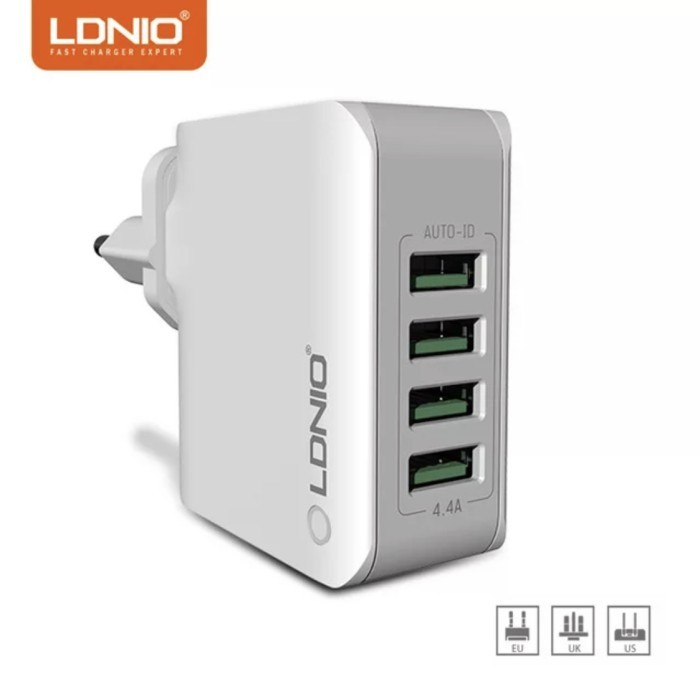 LDNIO A4403 Charger USB 4 Port Auto ID Fast Charger 5V 4.4A Adapter