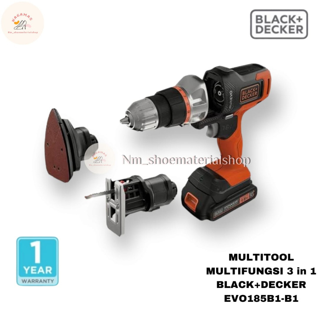Bor multifungsi 3 in 1 Black Decker EVO185 EVO185B1 18V 1.5AH